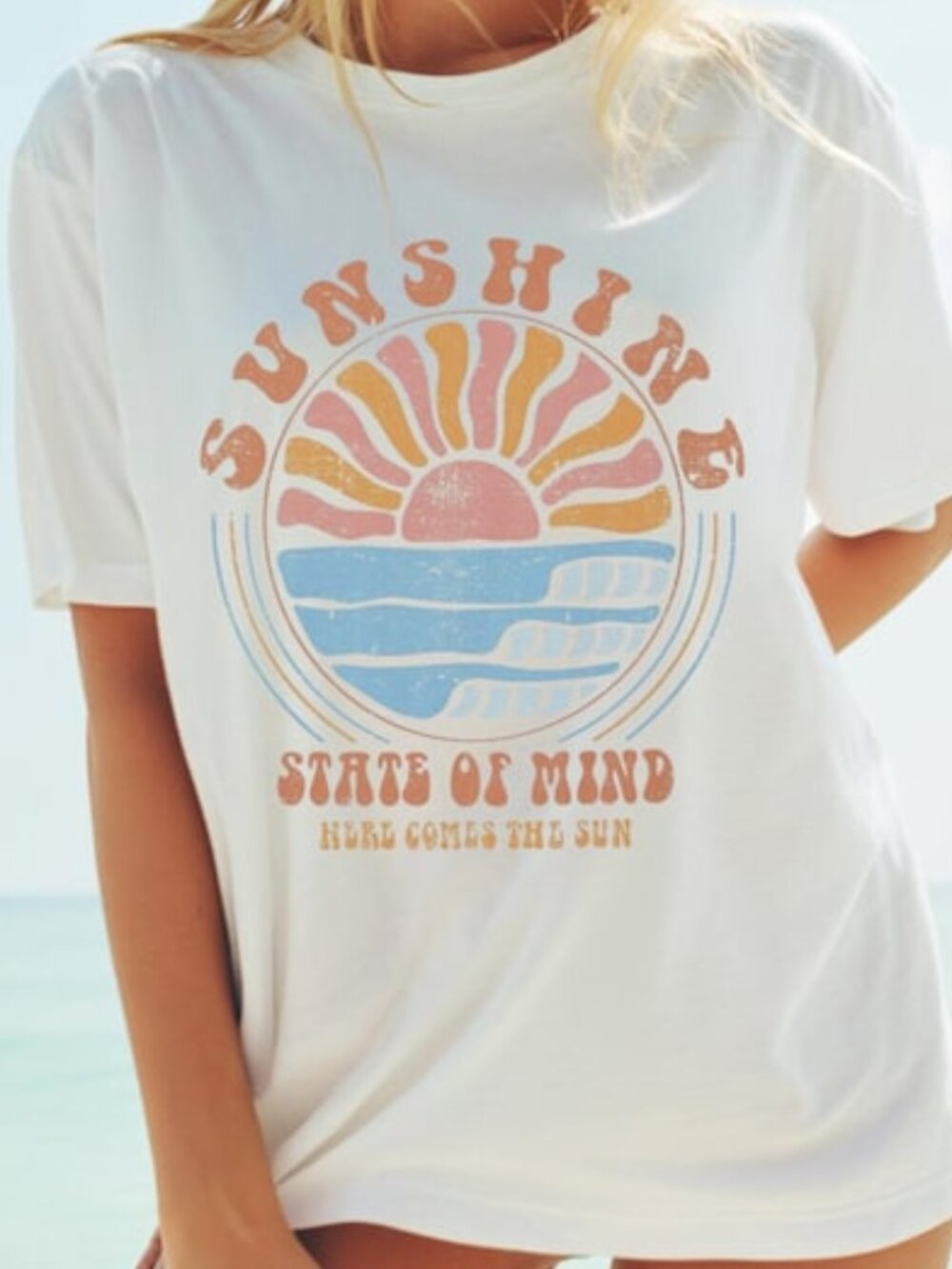 Sunshine State of Mind Graphic Tee, Retro Beach Sunset Shirt